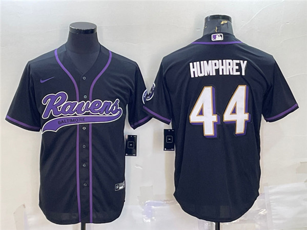 Men's Baltimore Ravens #44 Marlon Humphrey Black With Patch Cool Base Stitched Baseball Jersey